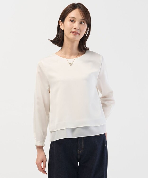 J.PRESS LADIES L ハンマーサテン カットソー ホワイト系