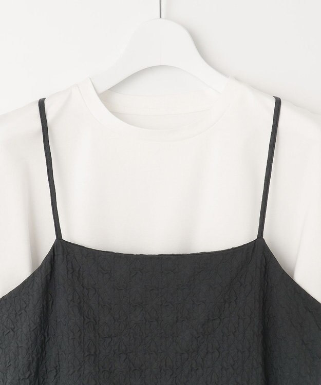 UNFILO L 【STORYコラボ】キャミワンピ＆Tシャツ セット ブラック×オフ