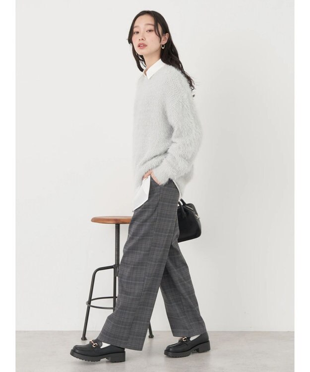 earth music&ecology ゆるモヘアライクレースニット Light Gray