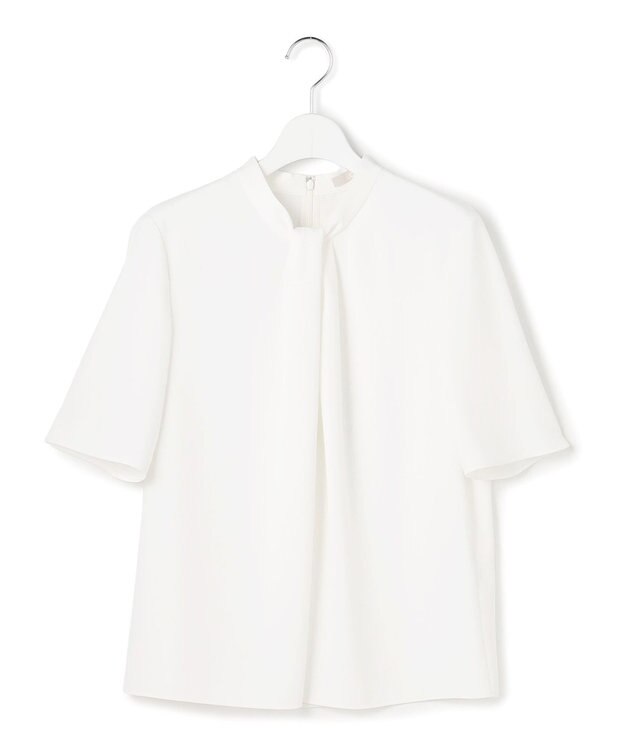 ICB L ストレッチジョーゼット ドレープデザインブラウス オフホワイト