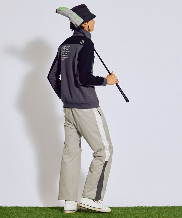 PW CIRCULUS 今が旬トップス！【ドライな肌触り / UV遮蔽率98.9% UVカット / ストレッチ】【MEN】ワッフルハーフジップトップス  ゴルフ グレー系