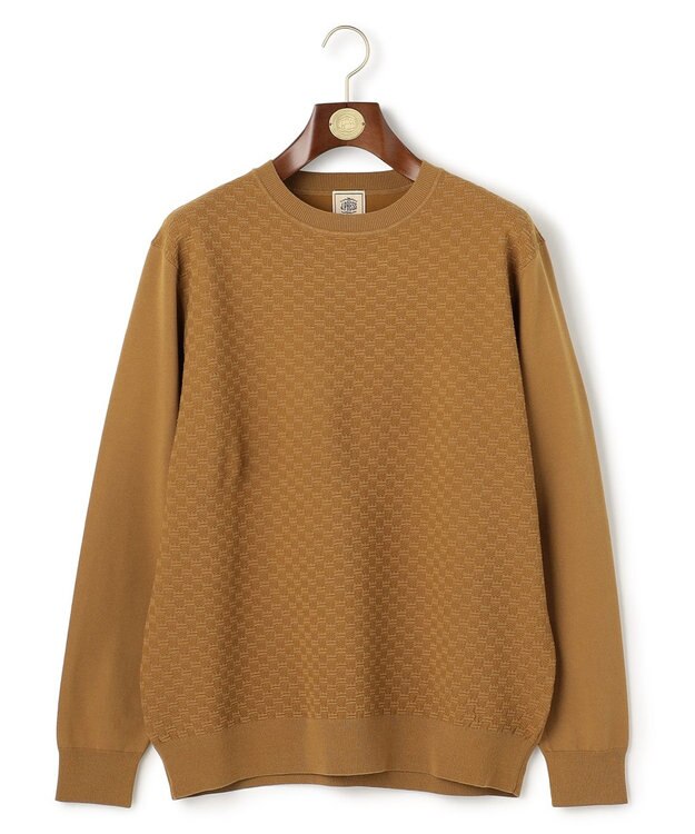 J.PRESS MEN 軽やかに着映える上質ベーシック【ストレッチ / イージーケア】【FLEX YARN】クルーネック ニット ベージュ系