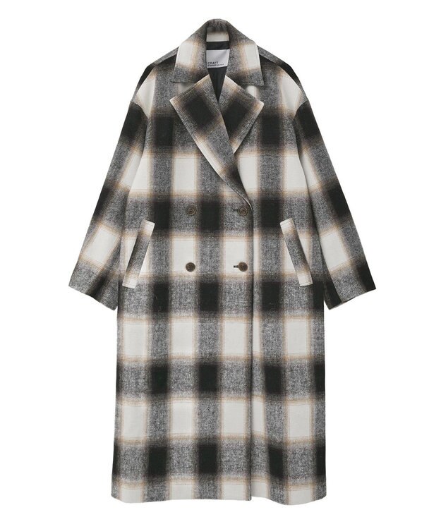 CRAFT STANDARD BOUTIQUE ウールライクロングコート Check Black