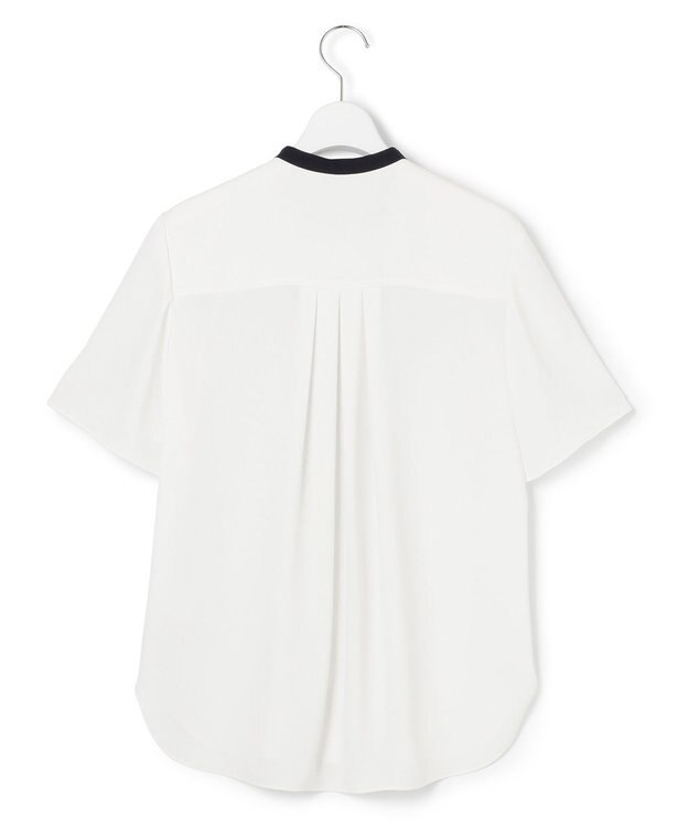 23区 【洗える】バックサテンアムンゼン バイカラー ボウタイ ブラウス ホワイト系