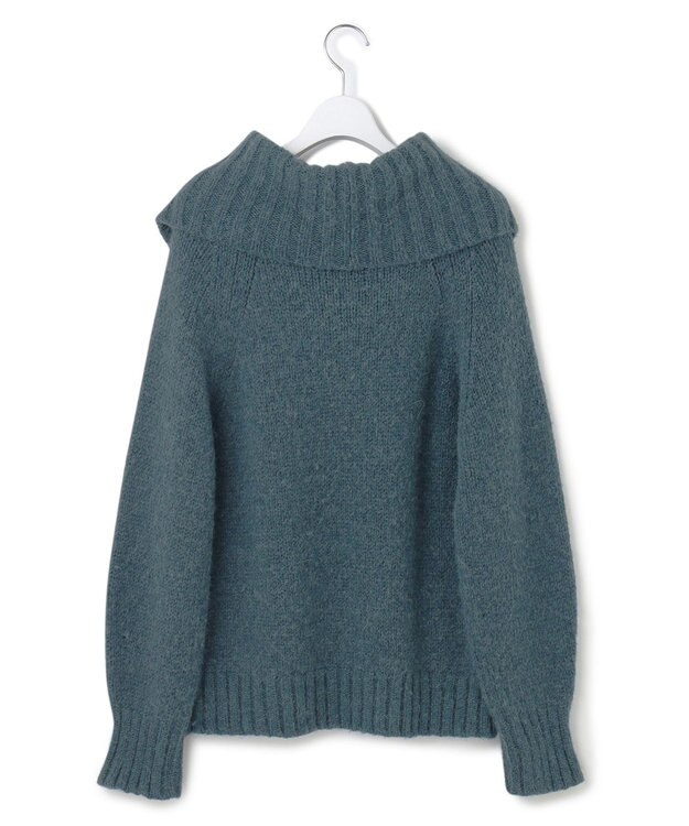 23区 S 【洗える】エアリーベビーアルパカ ボリュームカラー ニット グリーン系