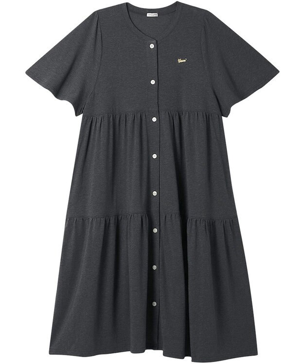 tsumori chisato SLEEP ツモリチサト ワンピース 5分袖 半袖 ルームウエア 綿混ベア天竺 ロング丈(ふくらはぎ付近) レディース UNT156 /ワコール ブラック