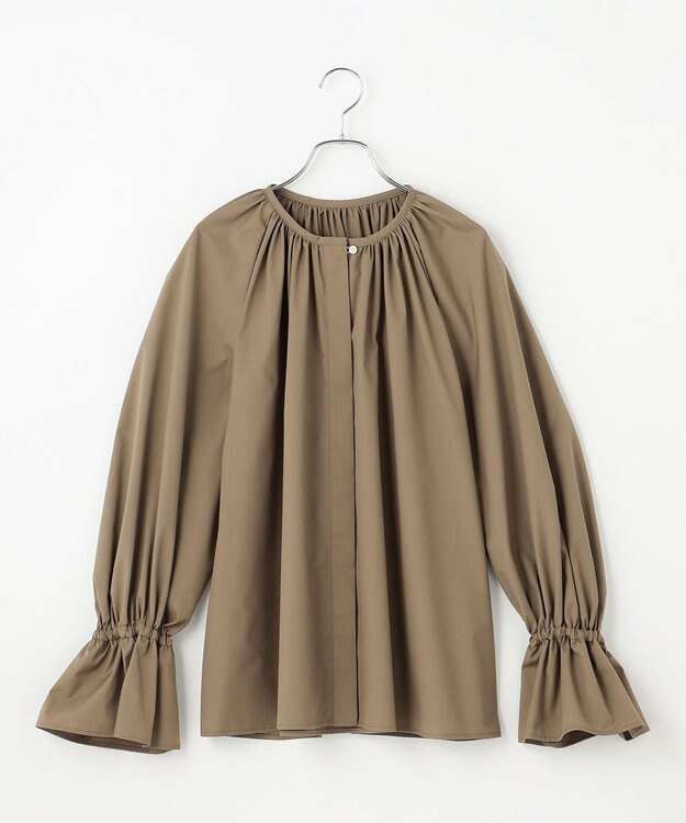 #Newans 【洗濯機可】フルギャザーブラウス カーキ