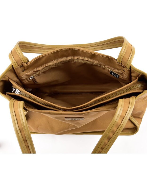 Y'SACCS ヒートエンボス ポルカドットトート Mサイズ キャメル