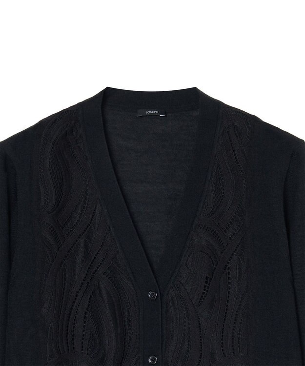 JOSEPH レース&ニット　Vネックカーディガン Black