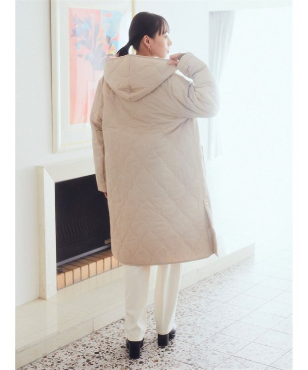 earth music&ecology ２ｗａｙキルティングコート Gray Beige
