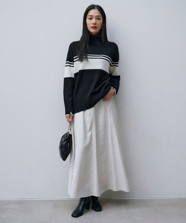 ICB L 【洗える】サテンワックスヴィンテージ フレアスカート トープ系