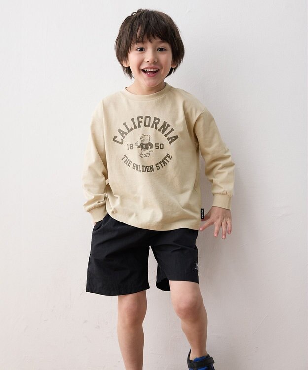 ANY KIDS ロゴプリント 長袖Tシャツ ベージュ