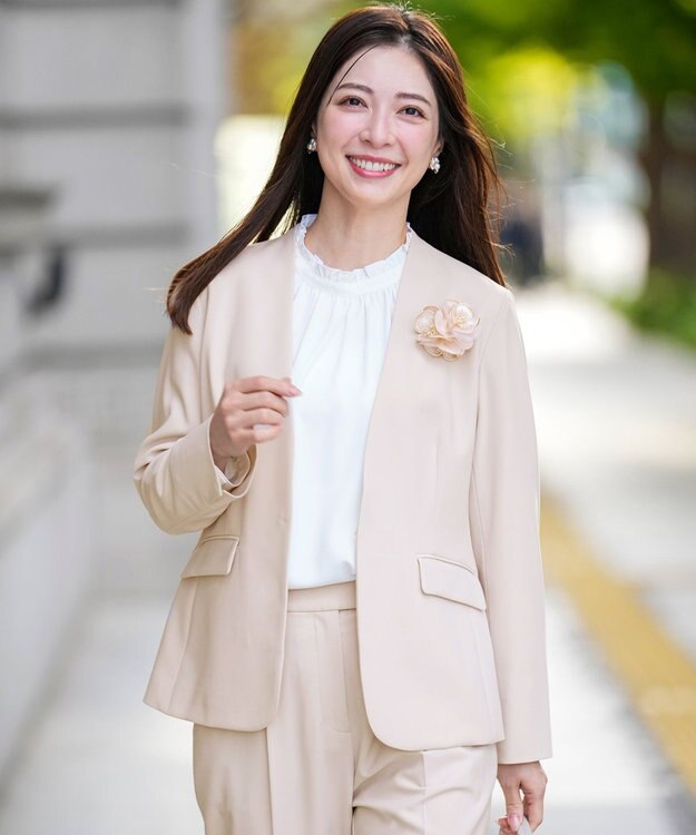 ANY SIS L セレモニーダブルクロス カラーレス ジャケット ライトベージュ