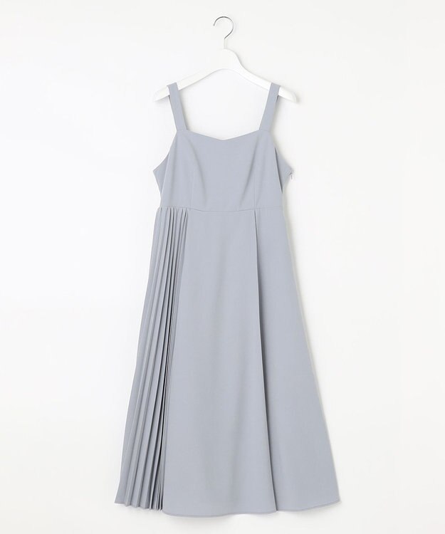 Feroux 【洗える】プリーツコンビ ジャンパースカート スカイブルー系