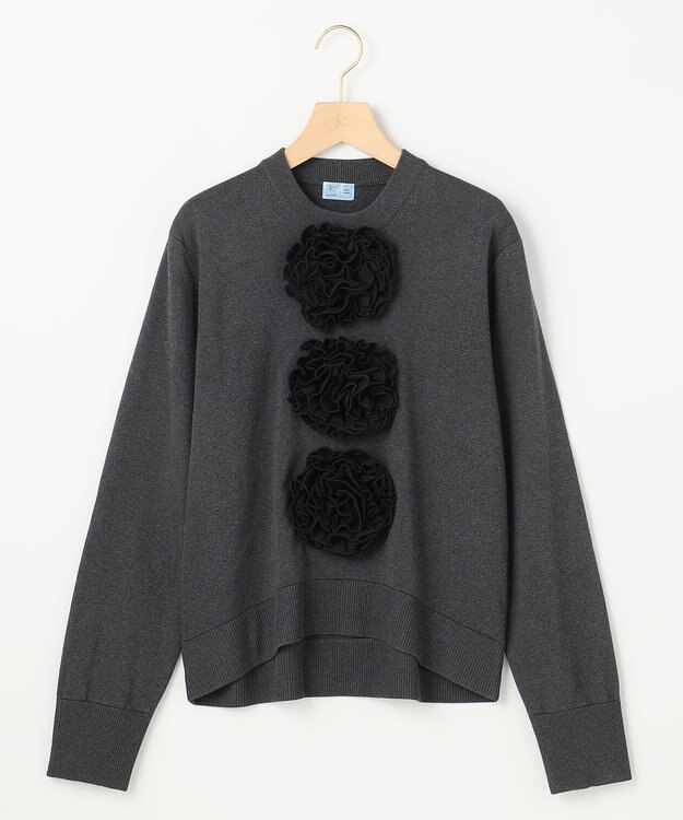 組曲 S 【組曲×setsuko sagittaire】ボンボンフラワー ニット グレー系