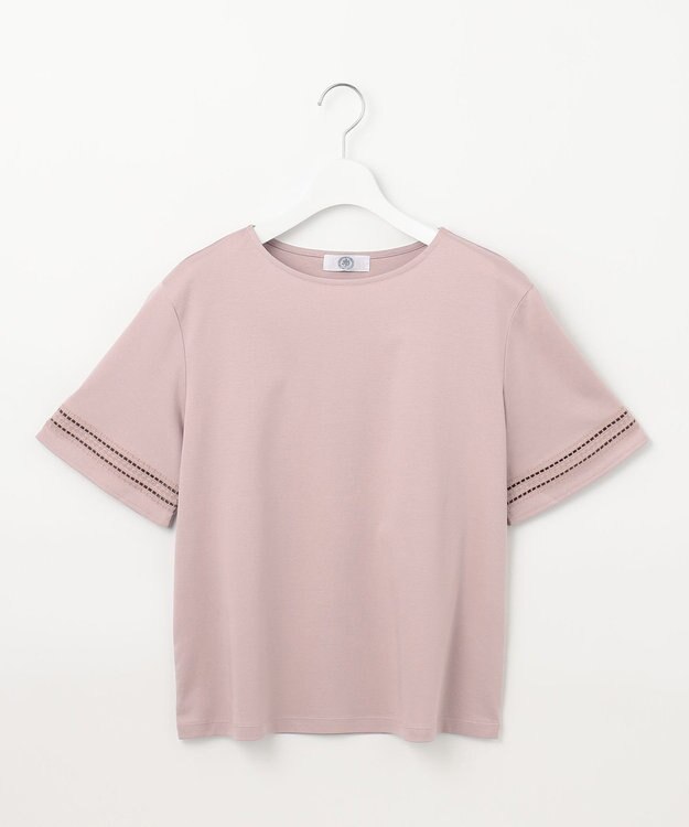 J.PRESS LADIES L 【接触冷感】コットンスムース 刺繍スリーブ カットソー ピンク系