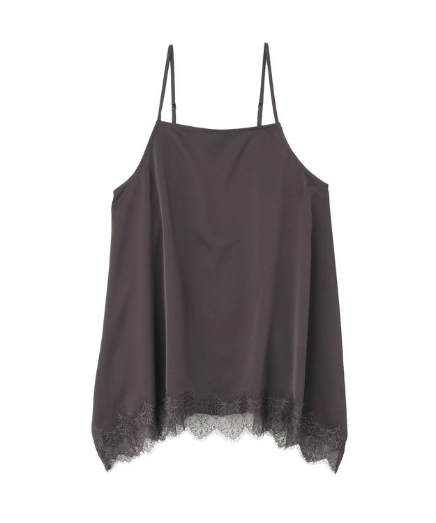 AMERICAN HOLIC イレギュラーヘムサテンレースキャミソール Charcoal Gray
