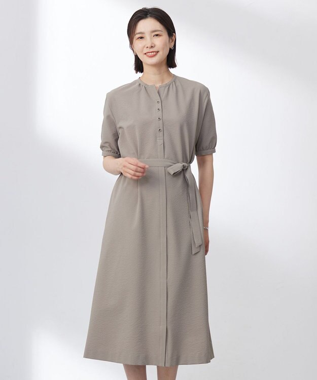 J.PRESS LADIES S 【洗える・吸水速乾】DRYライトサッカー ワンピース モカ系