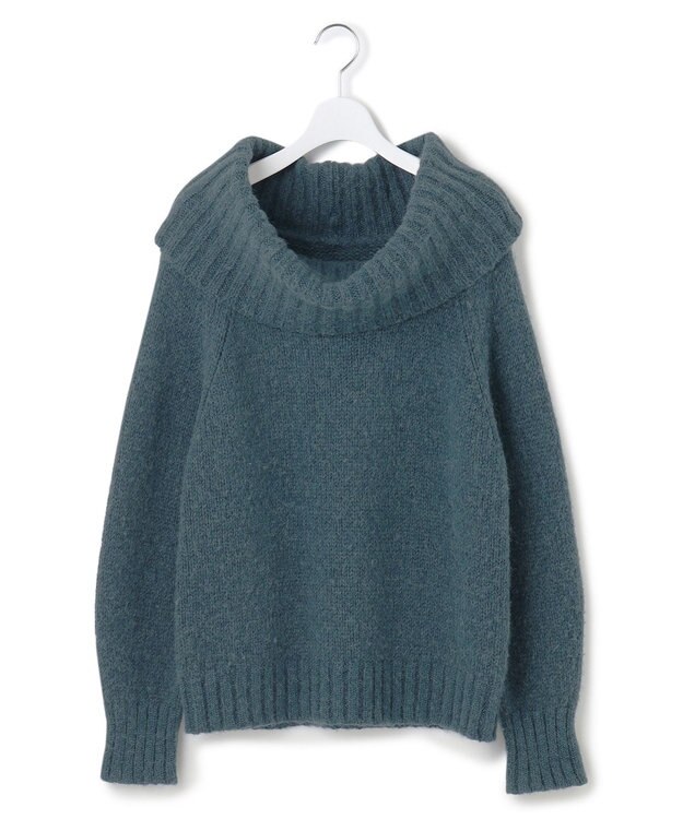 23区 S 【洗える】エアリーベビーアルパカ ボリュームカラー ニット グリーン系