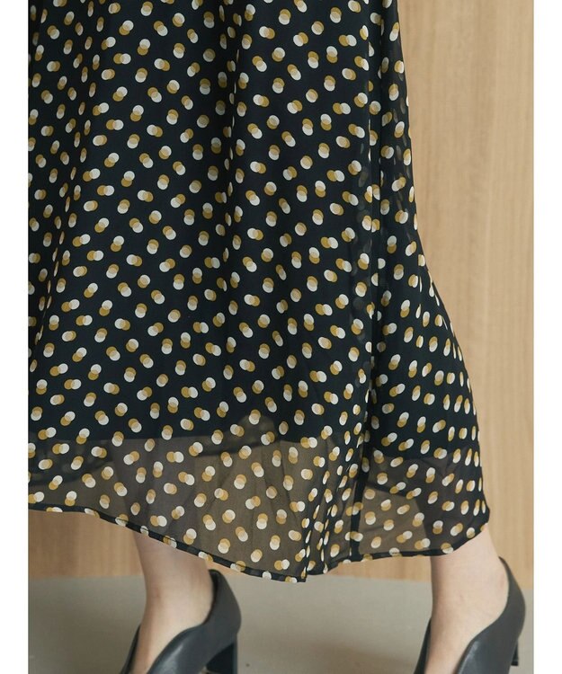 Green Parks armonia．ドットプリントパイピングワンピース Black