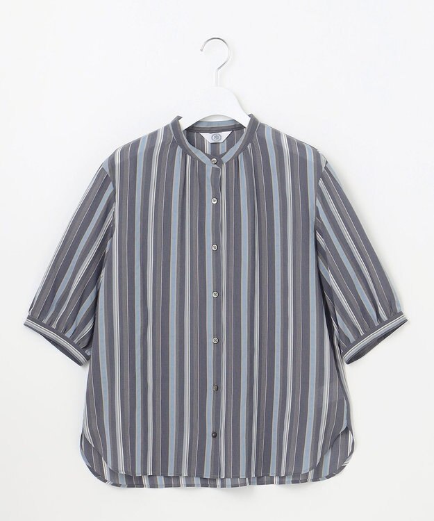 J.PRESS LADIES L 【洗える】ランダムストライプ ブラウス ネイビーストライプ系