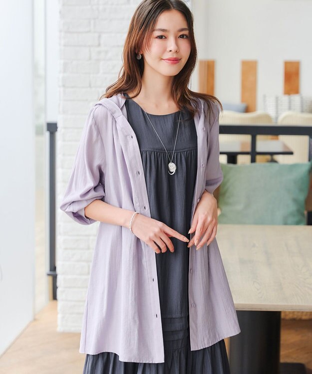 Tiaclasse 【洗える】フード付きフレアチュニック ラベンダー