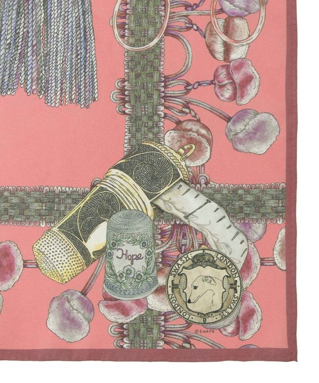 MOONBAT SWASH LONDON(スウォッシュロンドン） シルクツイルスカーフ THINK OF ME 68×68cm 日本製 ピンク