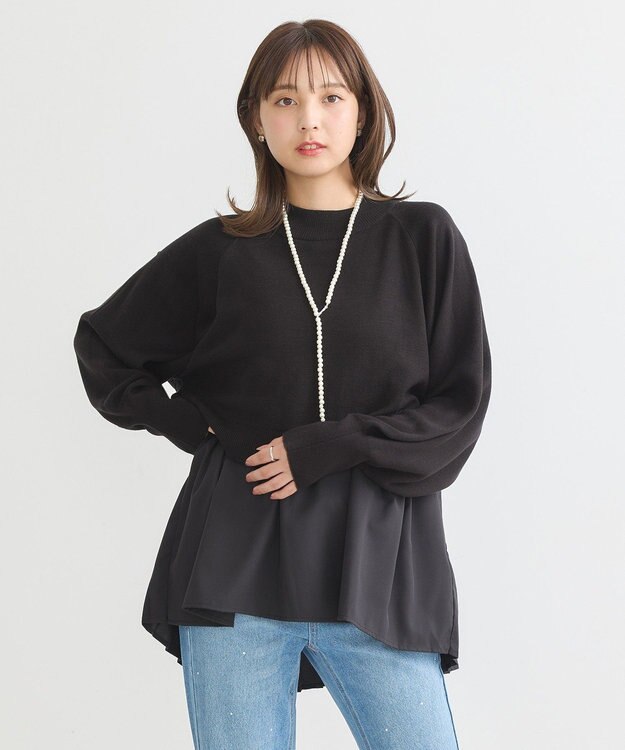 earth music&ecology ドッキングプリーツニット Black