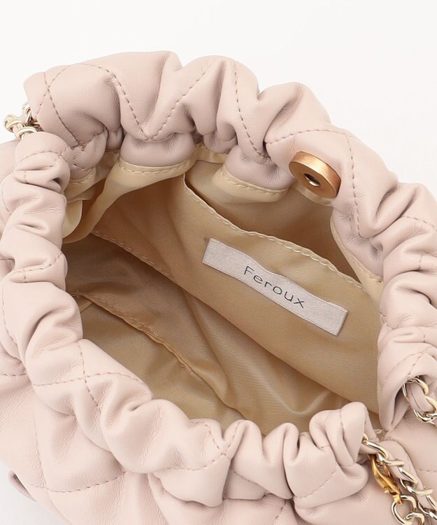 Feroux キルティング＆エコファー チェーンバッグ ピンク系
