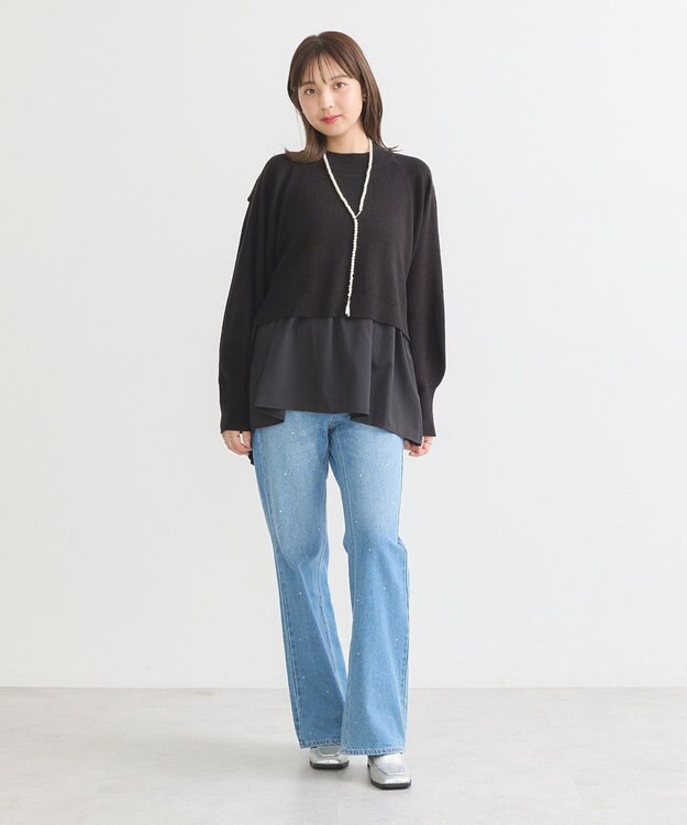 earth music&ecology ドッキングプリーツニット Black