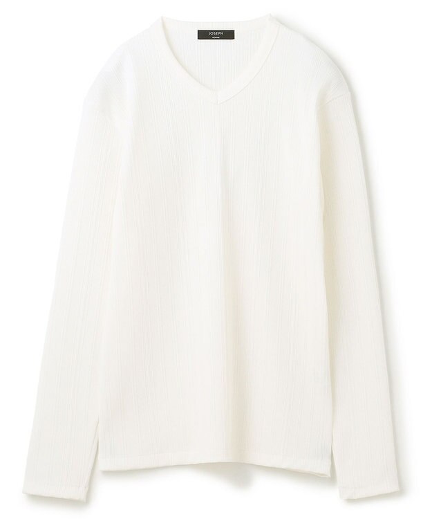 JOSEPH HOMME テックリブジャージー　Vネックカットソー ホワイト系