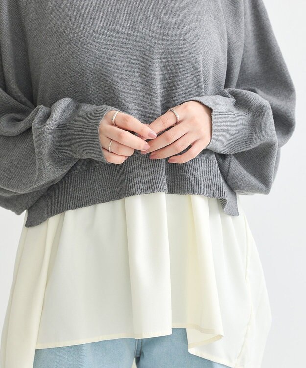 earth music&ecology ドッキングプリーツニット Gray Mixture