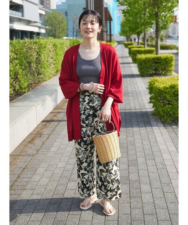 CRAFT STANDARD BOUTIQUE UVカット/接触冷感/マシンウォッシャブル/Vネックビッグニットカーディガン Red