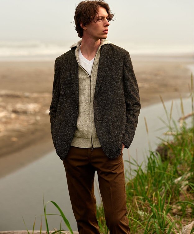 JOSEPH ABBOUD 【キングサイズ・オリジナルオーガニックコットン使用】JOE COTTONニット パーカー ベージュ系