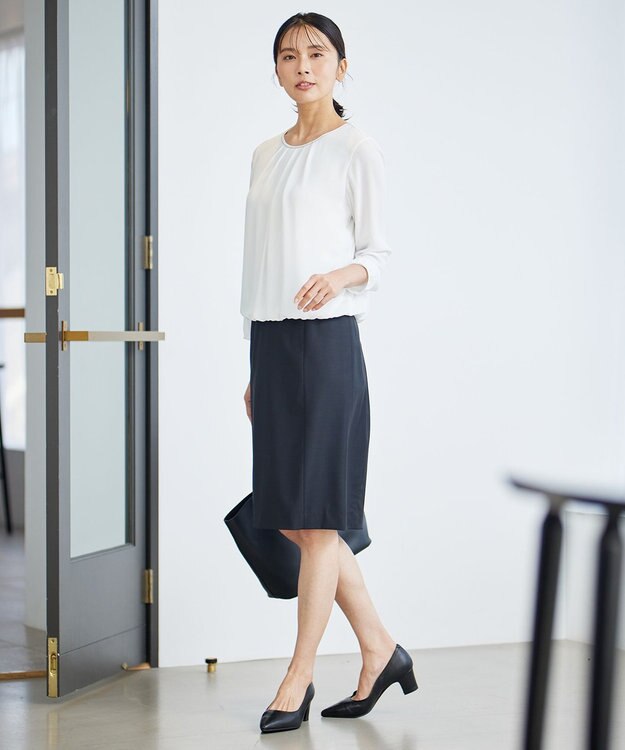 23区 S 【洗える】シルキーデシン ボールチェーン カットソー ホワイト系