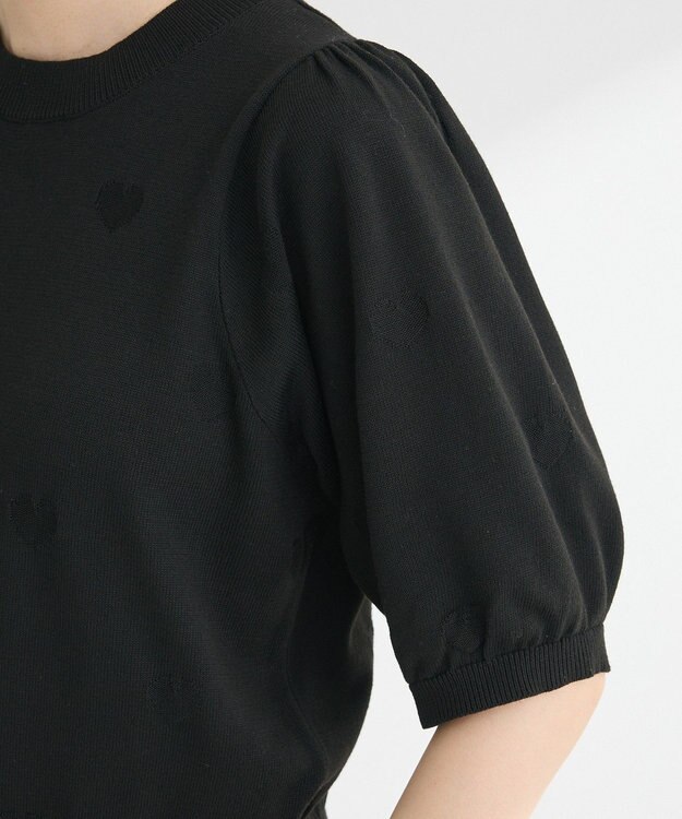 Green Parks ・ｓｗｉｎｇ　ｂｙ　ハート柄クルーニット Black