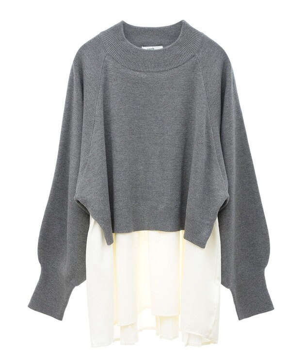 earth music&ecology ドッキングプリーツニット Gray Mixture