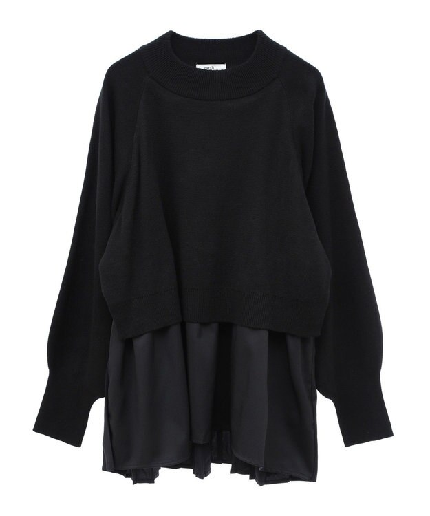 earth music&ecology ドッキングプリーツニット Black