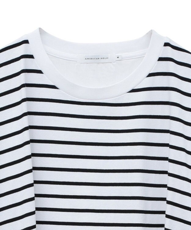 AMERICAN HOLIC 異素材ドッキングドルマンプルオーバー Border Ivory