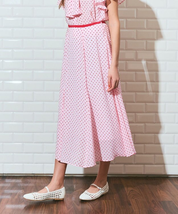 GRACE CONTINENTAL ドットジャガードスカート ピンク