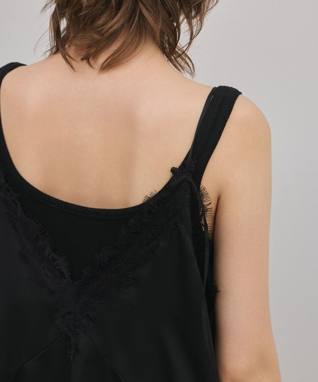 GRACE CONTINENTAL サテンレースキャミ ブラック