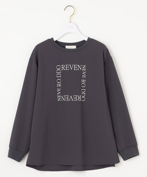 ANY SIS 【洗える】ジョーゼットロゴＴ ブラウス スレート