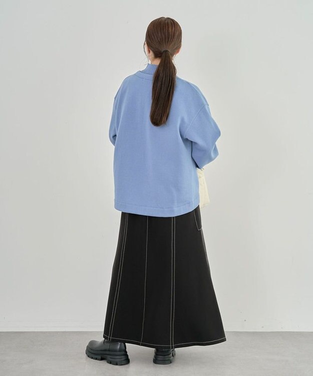 Green Parks 配色リブニットドッキング裏起毛プルオーバ Light Blue