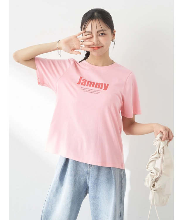earth music&ecology ロゴソリッドミニマルＴシャツ Pink