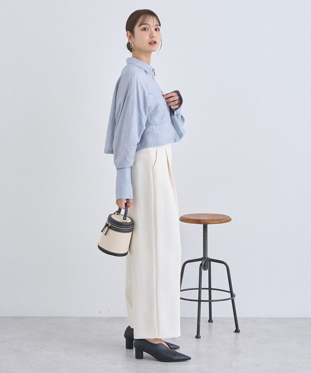 earth music&ecology Ｗポケットショートシャツ Sax