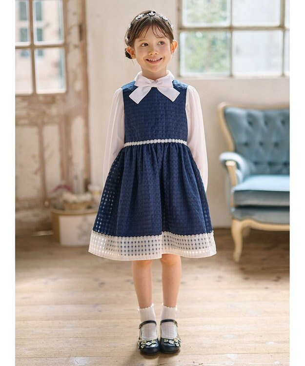 組曲 KIDS 【110-140㎝】リボンタイ2WAY ブラウス オフホワイト系