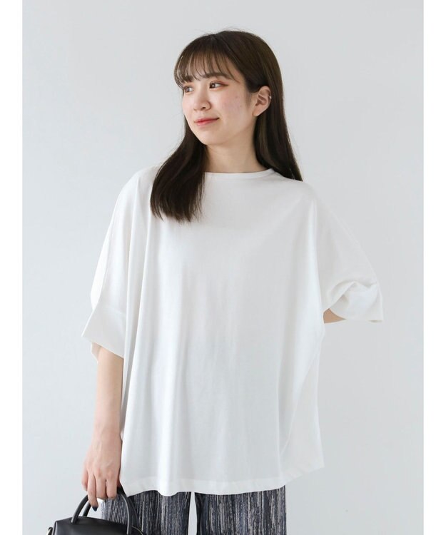 Green Parks 冷っとすずやか　ドルマンカット５分袖プルオーバー Off White