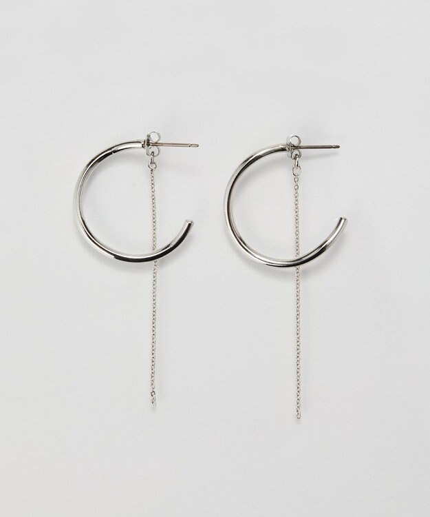 Phoebe 【金属アレルギー対応】2wayウェーブラインフープピアス　シルバー/ニッケルフリー シルバー