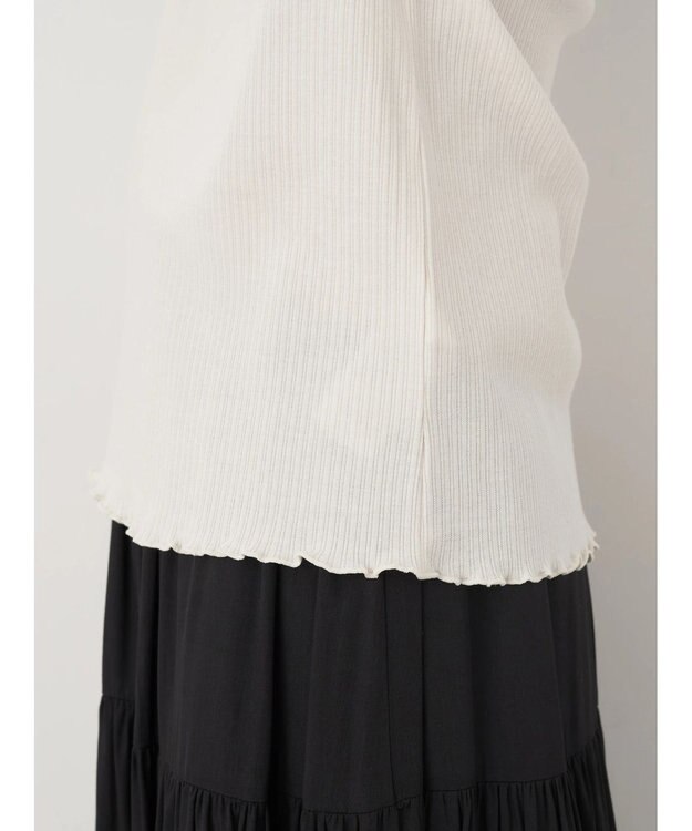 earth music&ecology チェーンリブハイネックプルオーバー Ivory