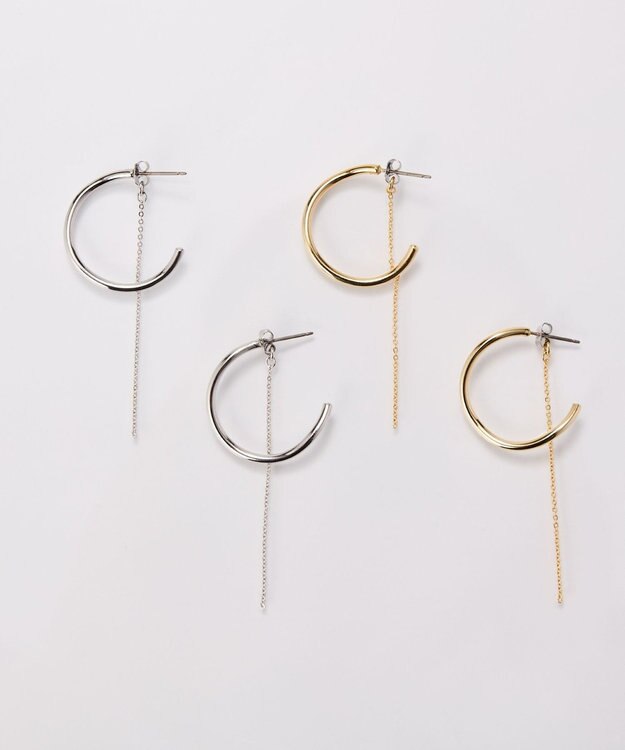 Phoebe 【金属アレルギー対応】2wayウェーブラインフープピアス　シルバー/ニッケルフリー シルバー